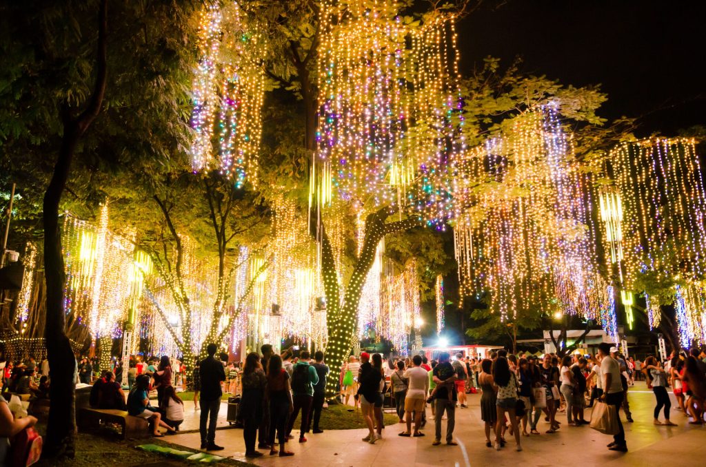 A park in the Philippines during Christmas season.